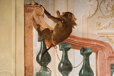 (détail) de singe, de la salle des scènes de carnaval dans la Foresteria