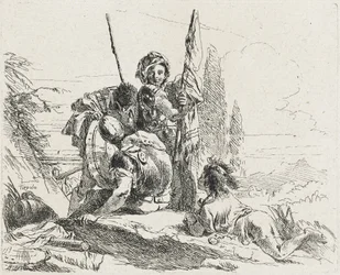 Trois soldats et un garçon, 1749