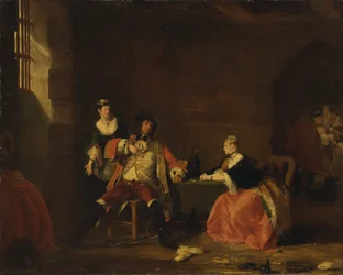 Le capitaine Macheath réprimandé par Polly et Lucy dans 