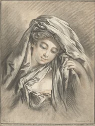Tête de femme avec un drap autour de la tête