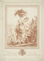 Femme avec panier de fleurs dans un jardin