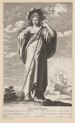 Sibylle de Cumes, avec en arrière-plan la résurrection du Christ