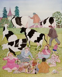Pique-nique avec des vaches
