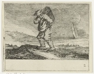 Paysage de dunes avec un pêcheur