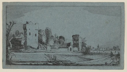 Champs avant ruines transformés en fermes, extrait de Douze paysages avec figures