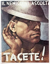 Tacete, il nemico vi ascolta - Affiche de propagande italienne, v.1942 Illustration de Gino Boccasile (1901-1952)