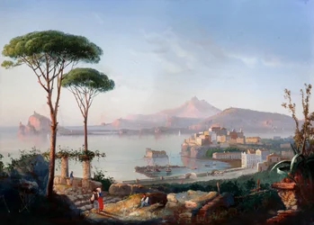 Vue de la baie de Pouzzoles avec Capo Miseno et Ischia en arrière-plan