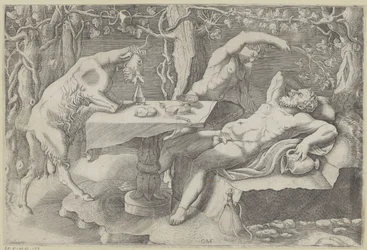 Silenus, un satyre et une chèvre, Silenus endormi