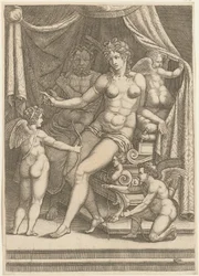 Vénus et Vulcain assis sur un lit