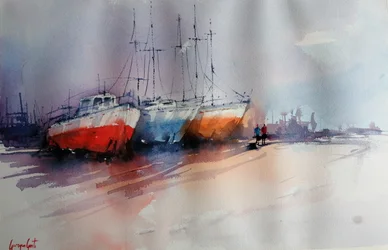Bateaux amarrés aux couleurs vives
