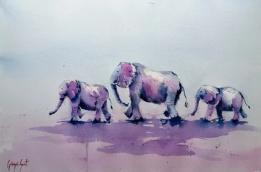 La famille des éléphants violets