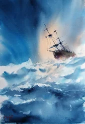 La tempête du grand voilier
