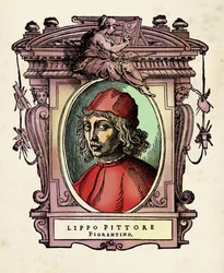 Portrait de Lippo di Benivieni (13e-14e siècle) Gravure de "Les Vies" par Giorgio Vasari (1511-1574) 1568