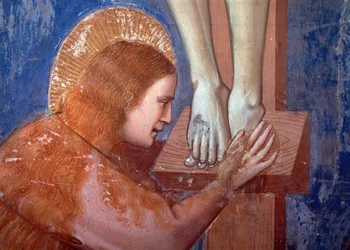 Crucifixion, détail de la Madeleine (fresque)