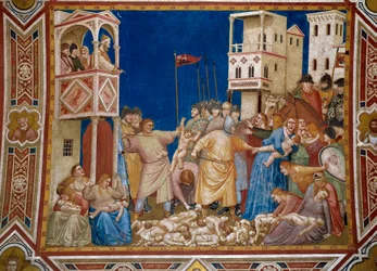 Le massacre des Innocents. Fresque de Giotto di Bondone (1267-1337)