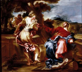 Christ et la Samaritaine. Peinture de Giovanni Andrea de 