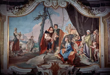 Rachel cachant les idoles volées à son père Laban