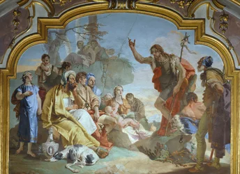 Italie, Bergame, Chapelle Colleoni, Saint Jean-Baptiste prêchant à la foule