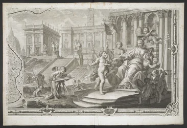 Une figure féminine couronnée, de Nuova Pianta di Roma, data in luce de G. Nolli
