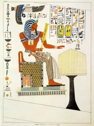 Murale des Tombes des Rois de Thèbes, découverte par G. Belzoni, planche 1 de `Plates Illustrative of the Researches in Egypt and Nubia`, gravé par Charles Hullmandel 1820-22