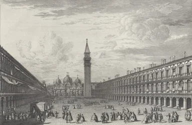 Piazza San Marco vers la Basilique et le Campanile, 1763