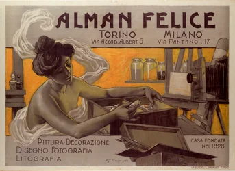 Affiche publicitaire pour Alman Felice, Turin - Milan, Italie