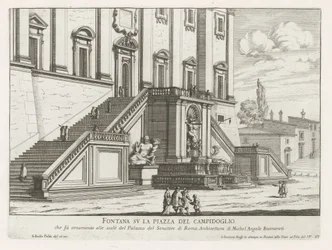 Fontaine devant le Palazzo Senatorio sur le Capitole à Rome