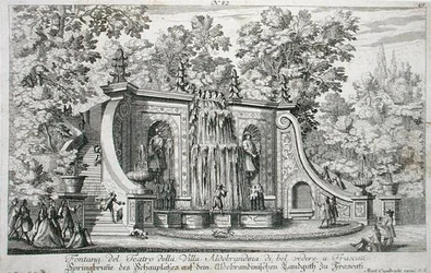 Fontaine du Théâtre à la Villa Aldobrandina, Frascati, vers 1675, de 