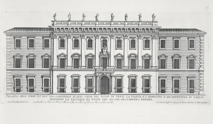 Vue de la façade du Palazzo Chigi, Rome, conçu par Matteo di Castello, Carlo Maderno (1556-1629) et Giovanni Bernini (1598-1680)