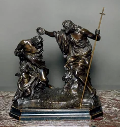 Le baptême de Jésus. Sculpture en bronze