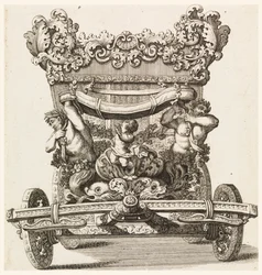 Vue de Face du Premier Carrosse (1686 de Lord Castlemaine par Andrea Cornelly après Ciro Ferri, 1687-1700