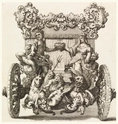 Vue arrière de la première calèche de Lord Catelmaine construite en 1686 par Andrea Cornely d