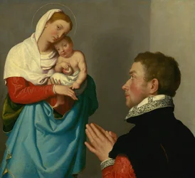 Un gentilhomme en adoration devant la Madone, vers 1560 (huile sur toile)