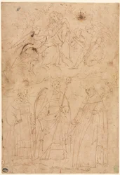 Madone et Enfant en gloire au-dessus de trois saints, vers 1570