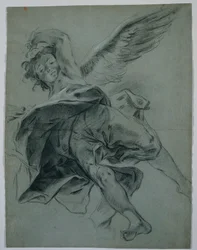 Un ange volant recto, Études de mains jouant des instruments verso, 1723-1727