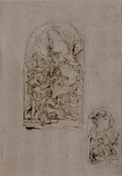 Esquisses pour un autel avec Sainte Marguerite de Cortone, Saint Sébastien et Saint Roch (recto) ; Deux esquisses pour un autel (verso)