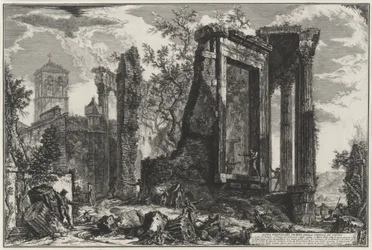 Autre vue du Tempio della Sibilla à Tivoli (tiré de : Vedute di Roma)
