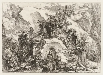 Groteschi : Ruines avec tête de mort et squelette