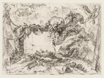 Groteschi : Ruines avec crânes et un vase fumant