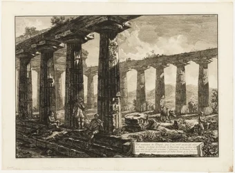 Vue intérieure du temple censé être dédié à Junon, de Différentes vues de Paestum