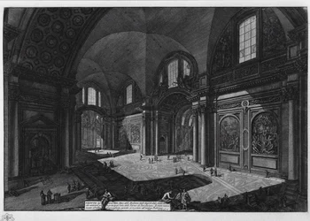 Intérieur de la basilique de Santa Maria degli Angeli anciens thermes de Dioclétien, entre 1765 et 1775