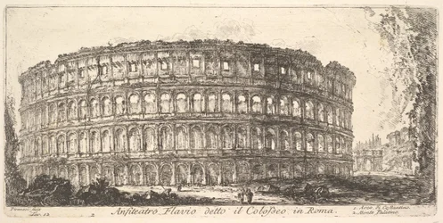 Planche 12 : Amphithéâtre Flavien, appelé le Colisée. 1. Arc de Constantin. 2. Palat..., vers 1748