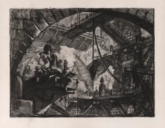 Prisonniers sur une plate-forme en saillie, planche 10 de Carceri d