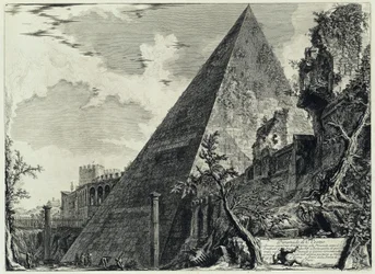 Pyramide de Caius Cestius (tiré de : Vedute di Roma)