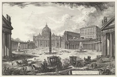 Place Saint-Pierre avec la basilique Saint-Pierre au Vatican (Vues de Rome)