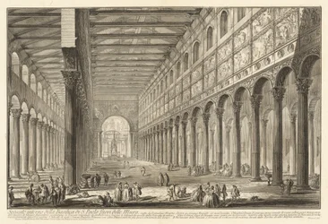 Coupe intérieure de la basilique de S. Paolo fuori delle Mura