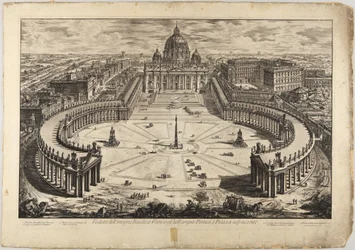 Saint-Pierre avec parvis et colonnades : vue à vol d