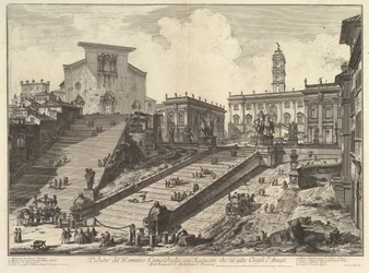 Le Capitole et les marches de S. Maria in Aracoeli Veduta del Romano Campidoglio con ..., vers 1775