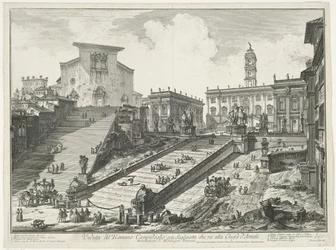 Escaliers vers la Piazza del Campidoglio et la Santa Maria in Aracoeli à Rome (Veduta del Romano Campidoglio con Scalinata che va alla Chiesa d