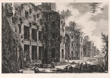 Vue des restes supérieurs des Thermes de Dioclétien à Santa Maria degli Angeli (intérieur du Frigidarium : mur sud), de Vedute di Roma (Vues de Rome)